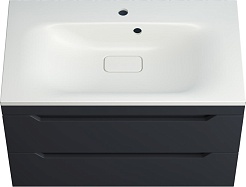 Style Line Тумба с кварцевой раковиной жасмин Остин 80 подвесная графит – фотография-1